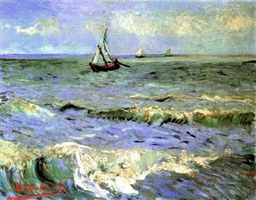 Landscapes Painting - Vincent van Gogh Seascape at Saintes Maries